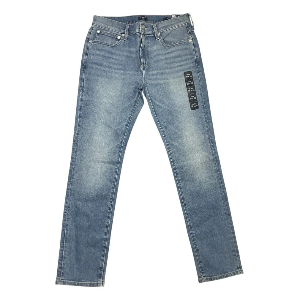 J Crew‎ Flex Jeans Mens 30x30 Light Wash Slim Signature Flex Stretch Denim AZ859